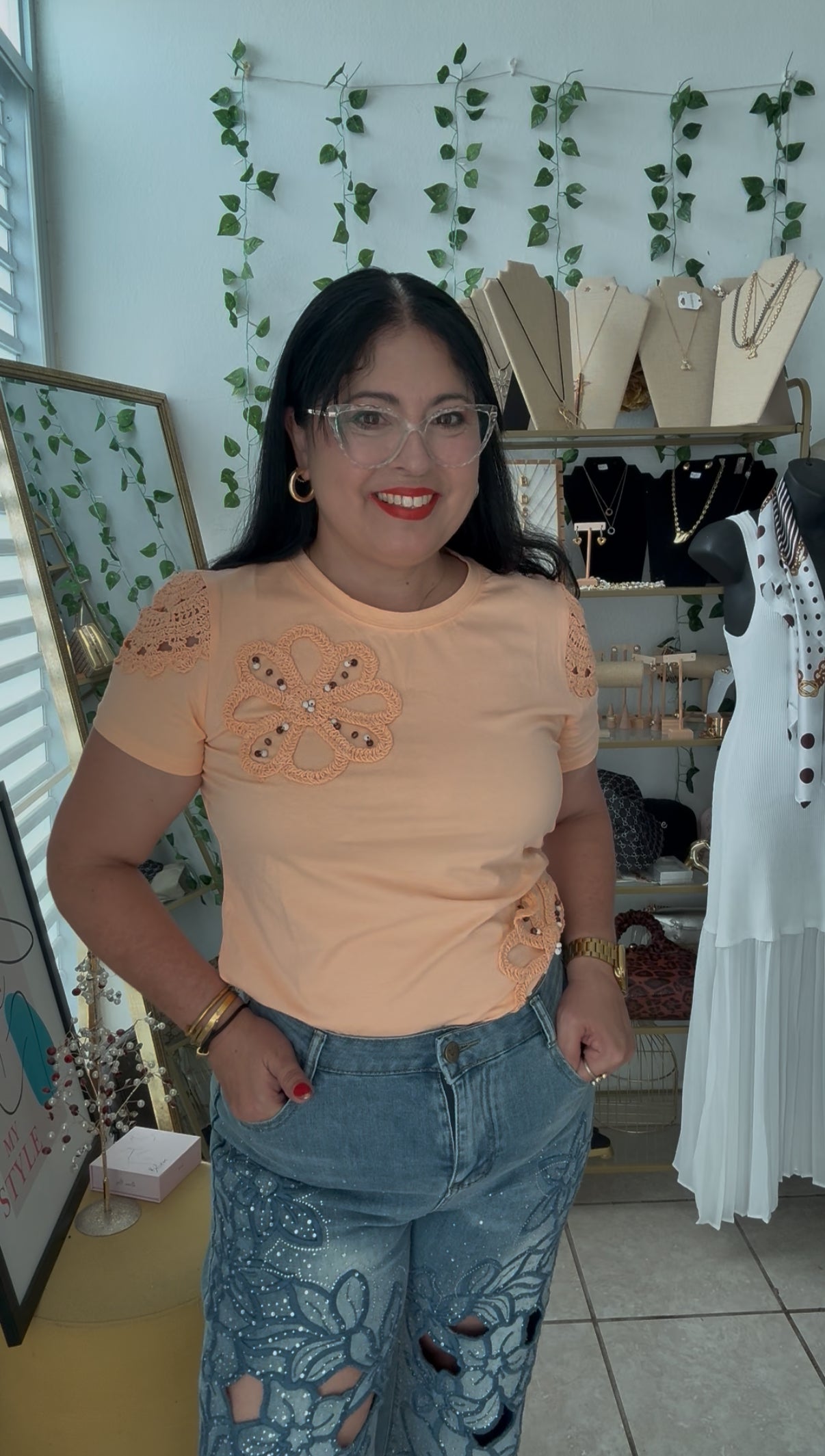 Orange Embroidery T-Shirt