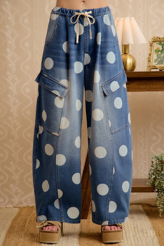 Pre-order Agosto 10 Barrel Cargo Polka Pants