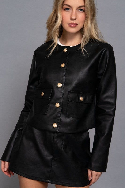 Pre-order July 13 Faux Leather Black Jacket