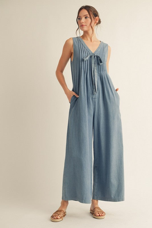 Denim Wide Leg Jumpsuit