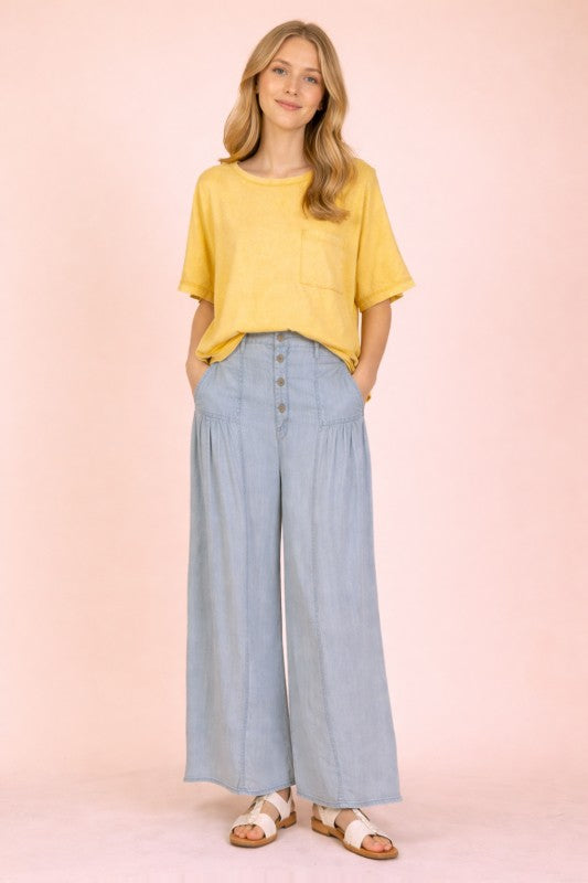 Pre-orden Feb 23 Chambray Wide Leg Pant