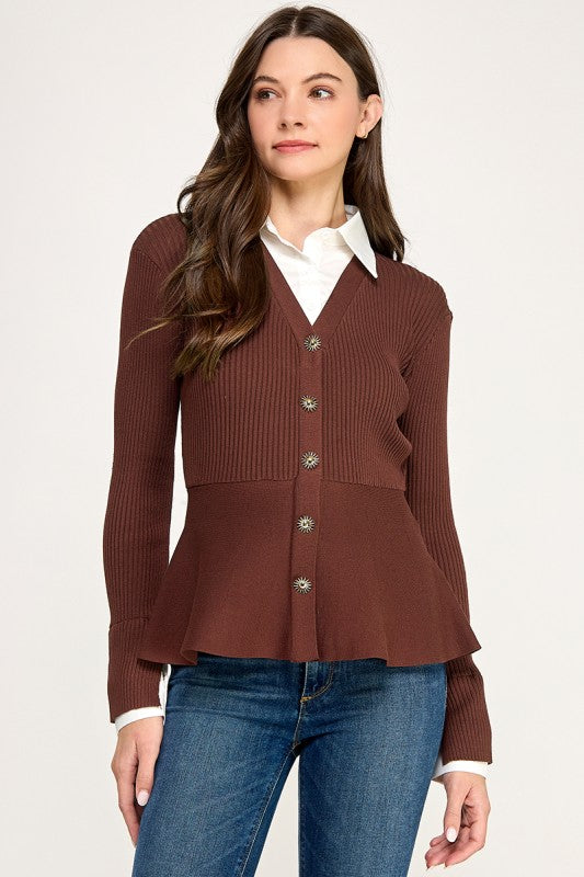 Pre-order Dic 3 Brown Long Sleeve Knit Shirt