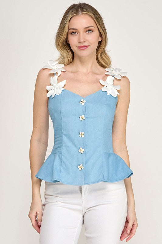 Light Denim Peplum Shirt