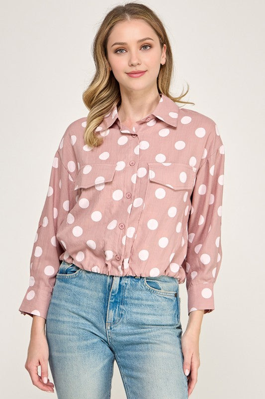 Pre-order June 15 Pink Polka Shirt