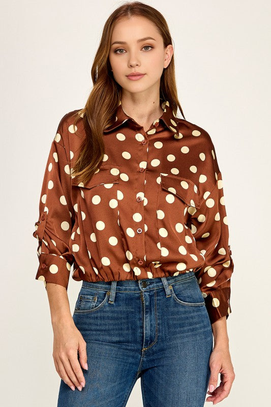 Pre-order June 22 Brown Satin Shirt