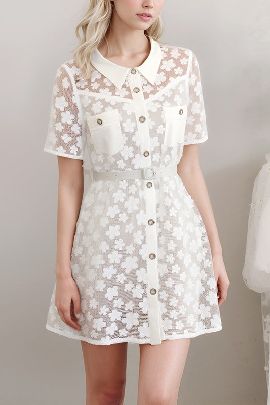 White Floral mini dress