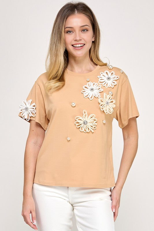 Taupe Floral T-Shirt