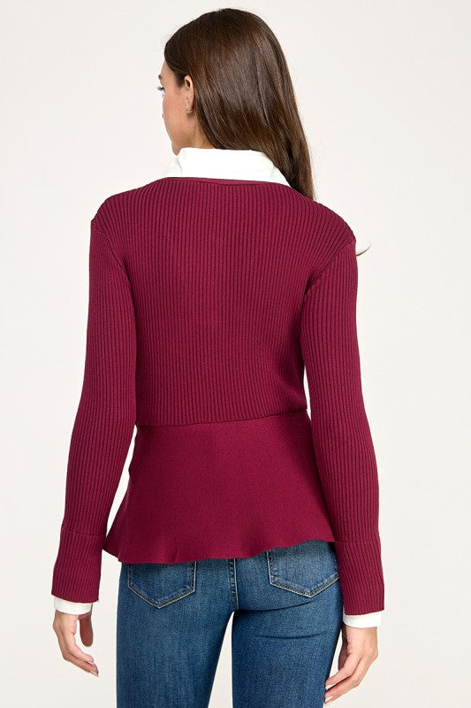 Pre-order Dic 3 Burgundy Long Sleeve Knit Shirt