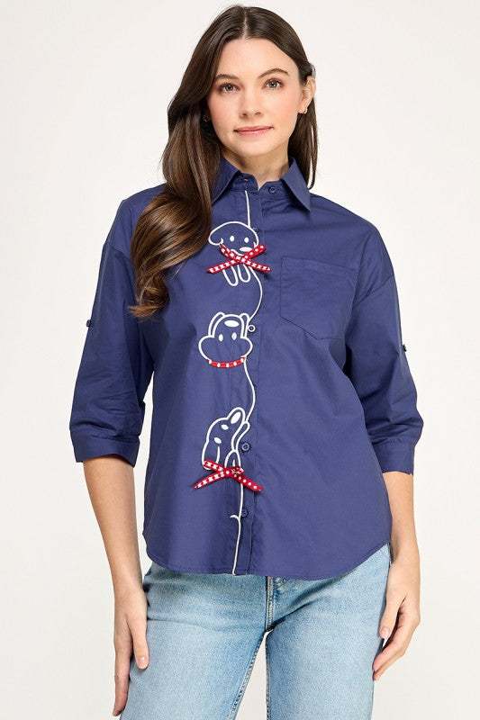 Blue Dog Character Top