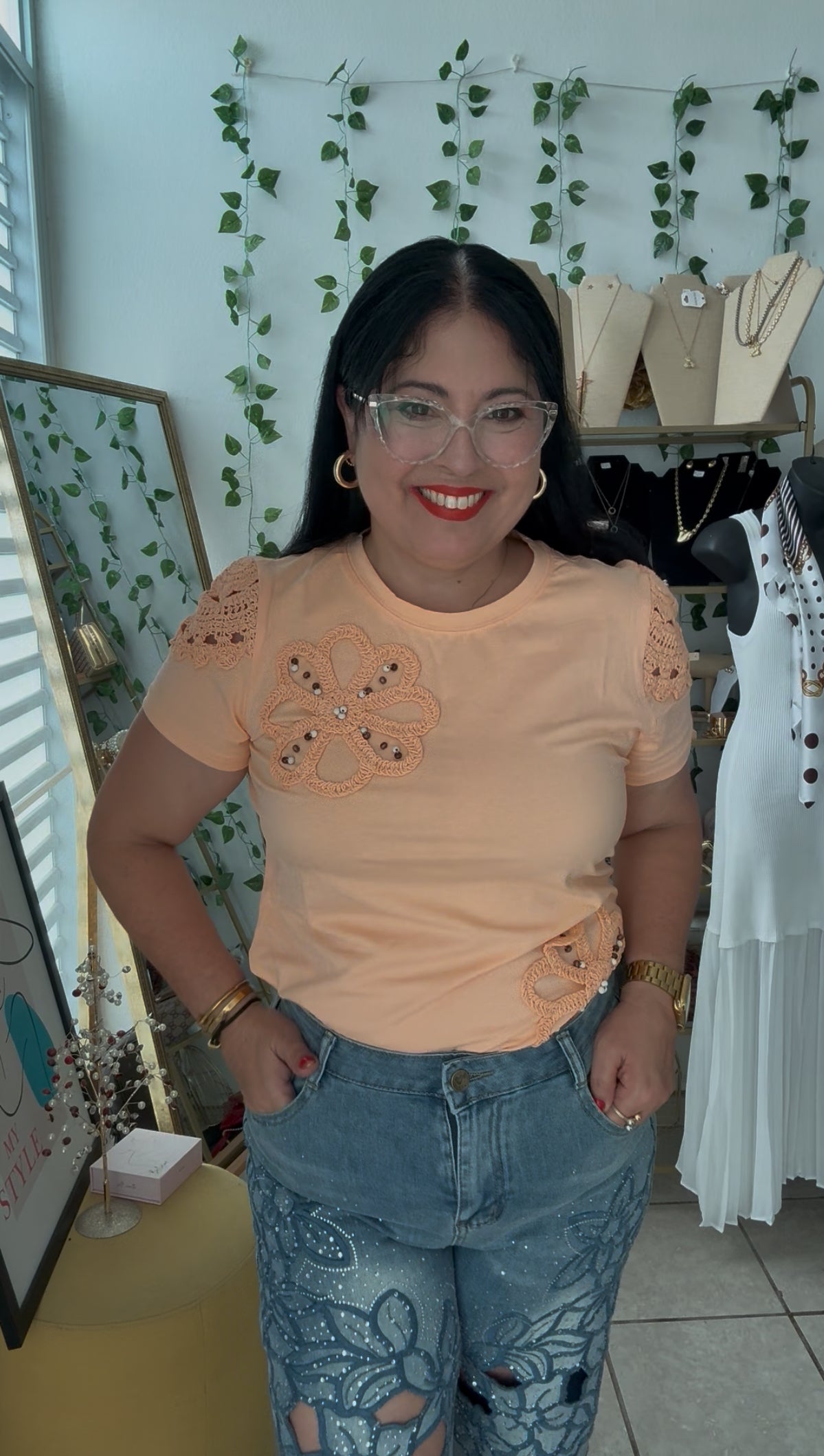 Orange Embroidery T-Shirt