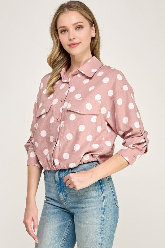 Pre-order June 15 Pink Polka Shirt