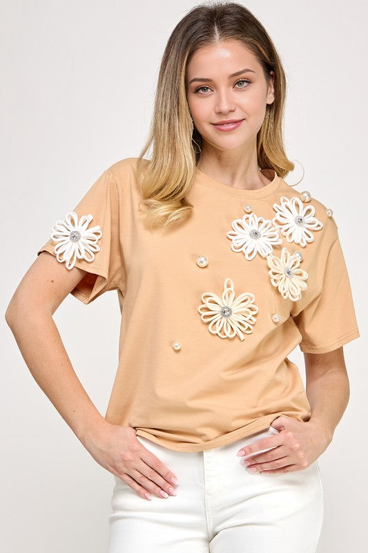 Taupe Floral T-Shirt