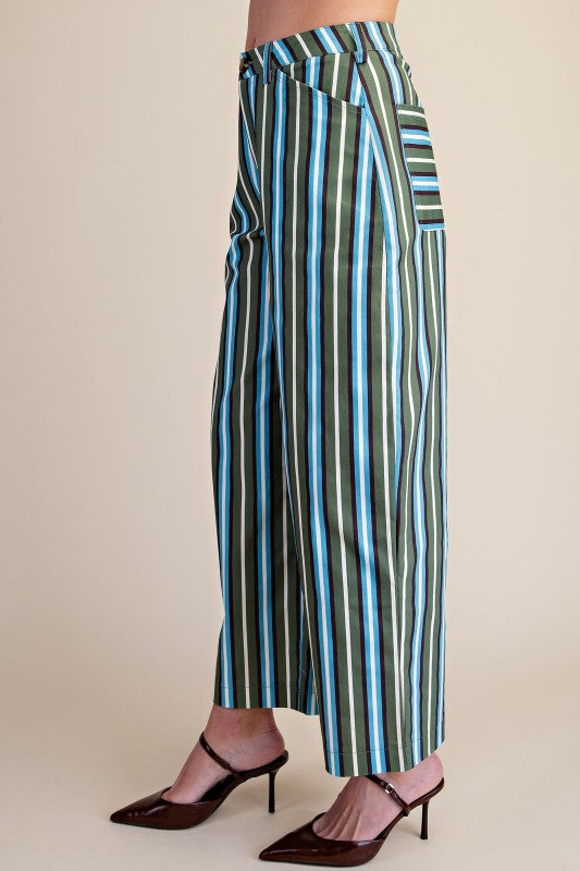 Green/Blue Barrel Stripe Pant