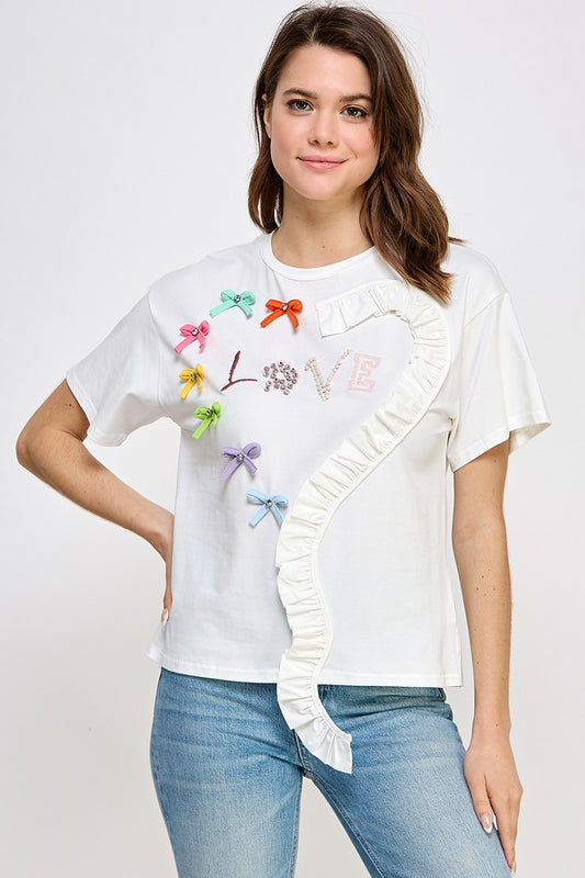 White Ruffle Heart Shirt