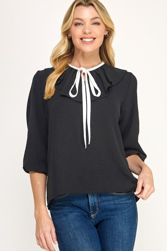 Black Woven Top