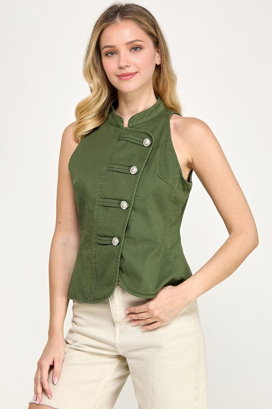 Pre-order Sept 7 Olive Mandarin Style Top
