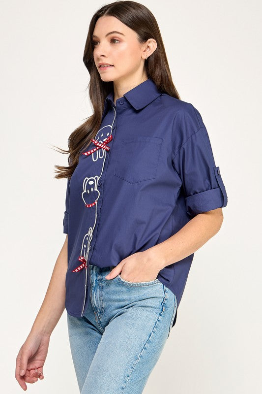 Blue Dog Character Top