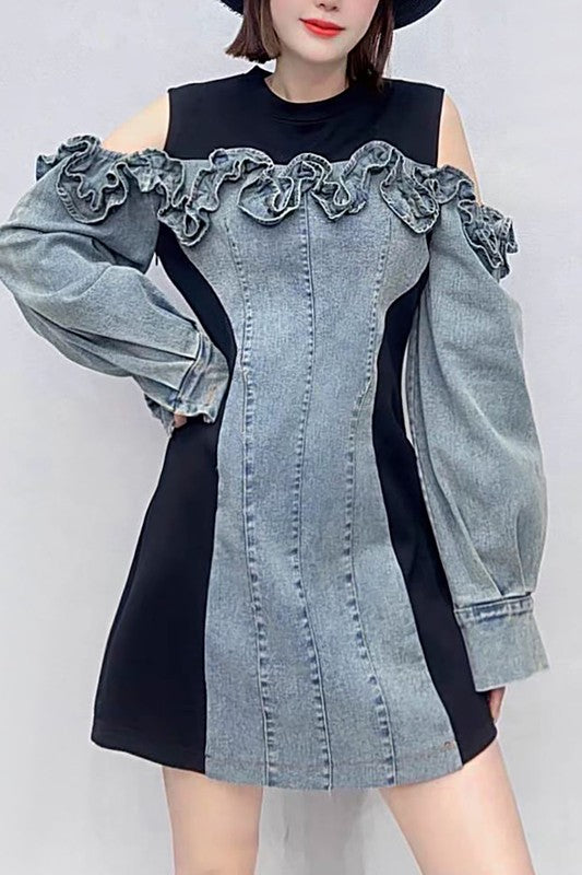 Black & Denim Mini Dress