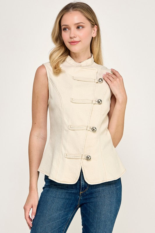Pre-Order Agosto 31 Cream Mandarin Style Top