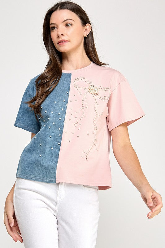 Pink Pearls Bow T-Shirt