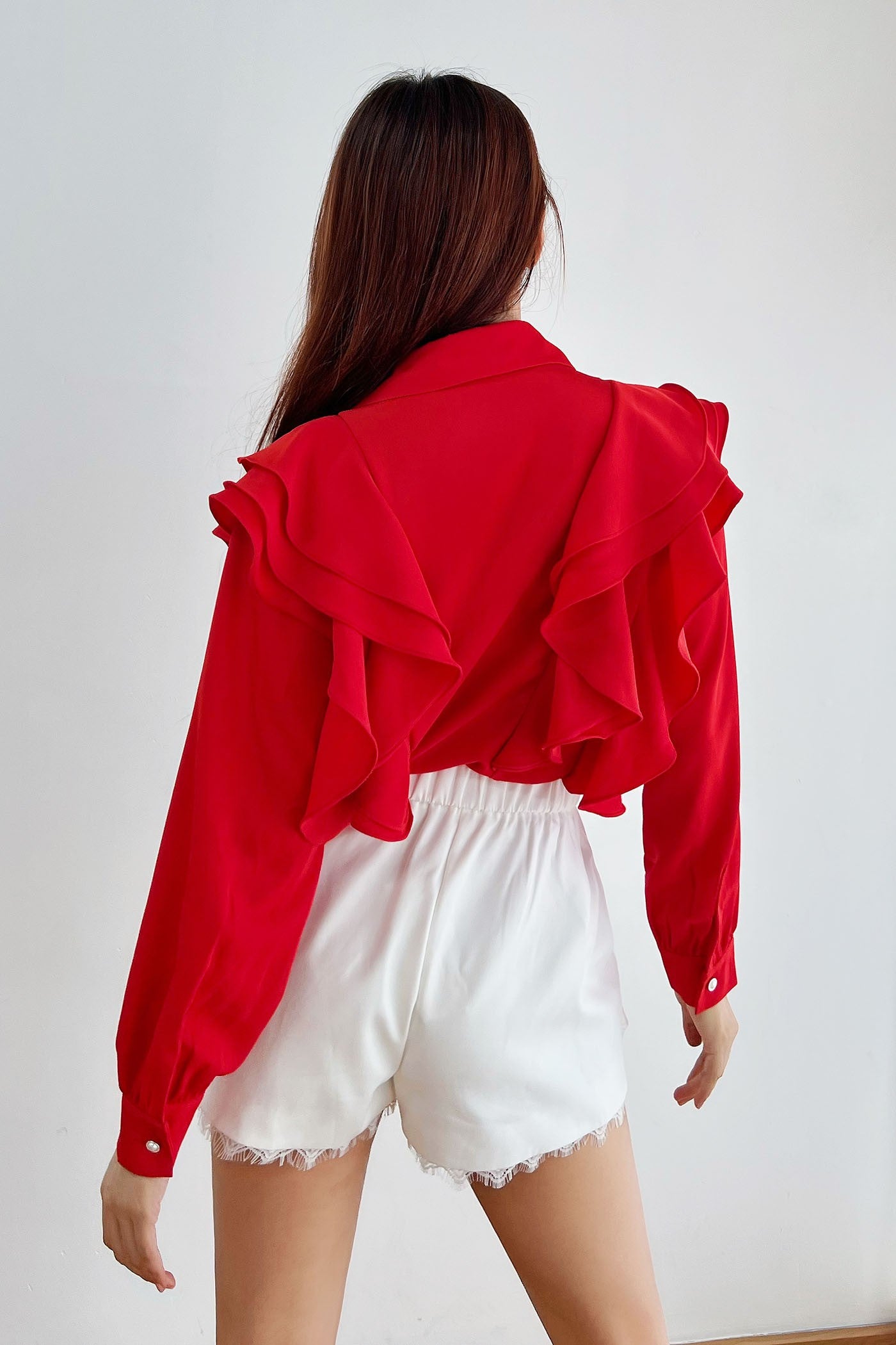 Embellished with Rhinestone Satin Shirt