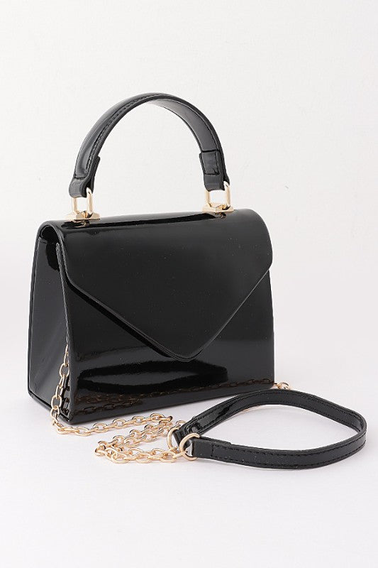 Pre-order June 15 Black Mini Enamel Cross Body Bag