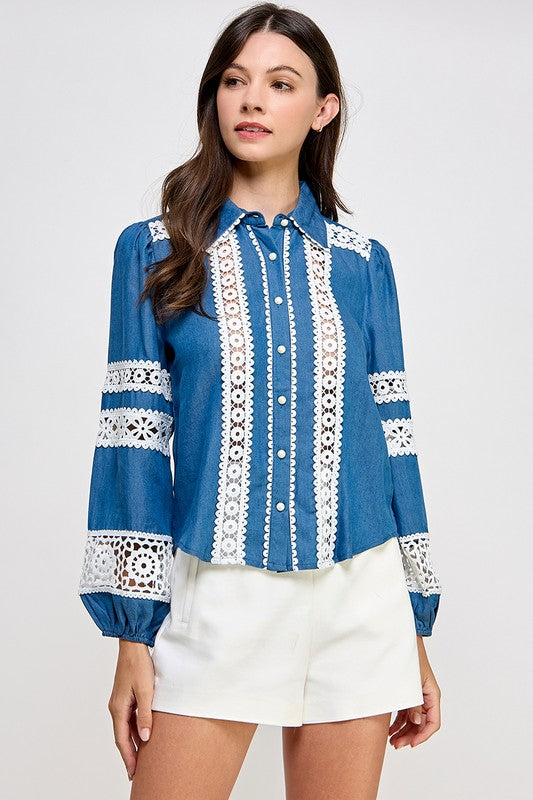 Lace Dark Denim Shirt