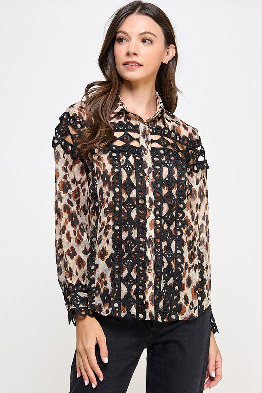 Lace & Animal Print Shirt