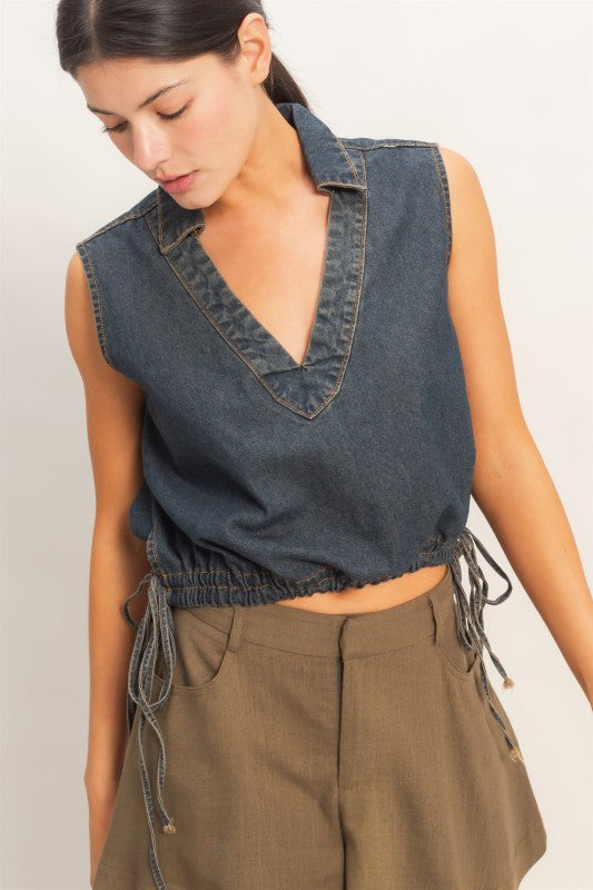 Dark Denim Top Corre Grande