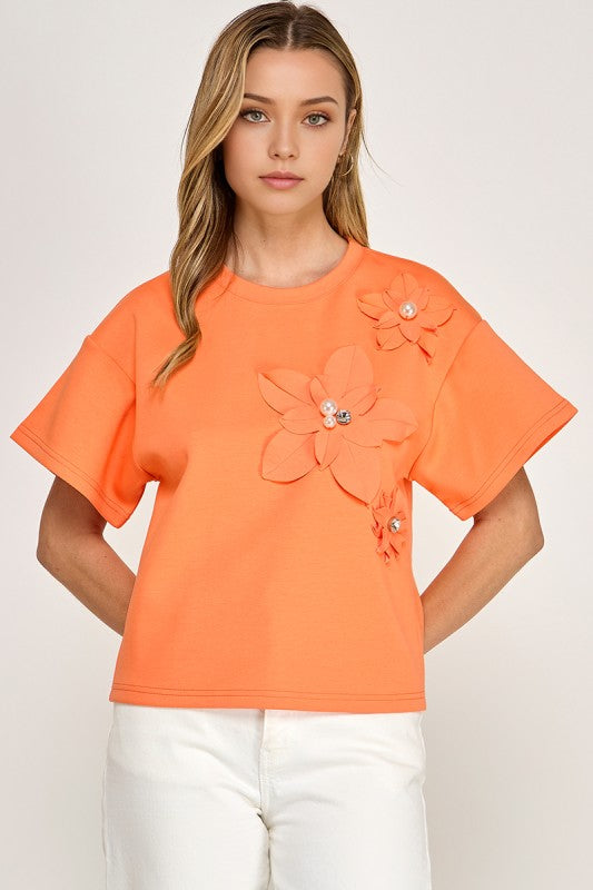 Pre-order March 9 Orange Flower top