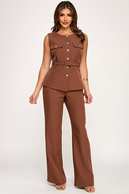 Brown Vest & Pant Set