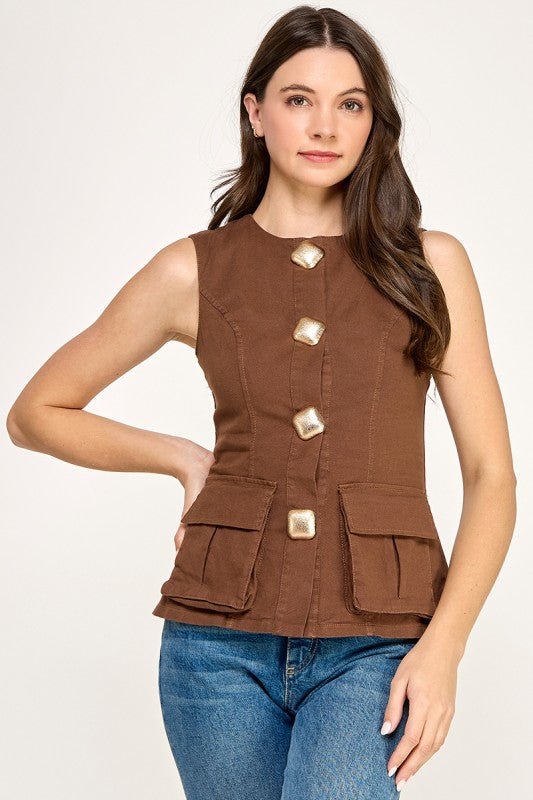 Brown Pocket Vest