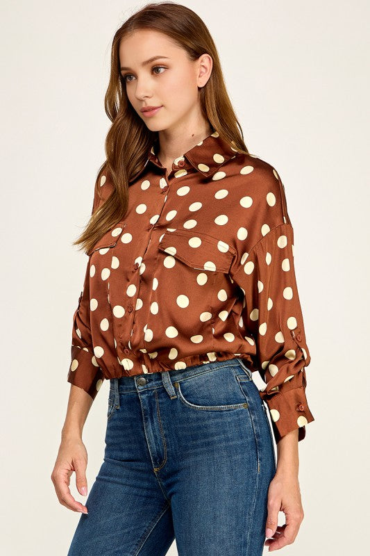 Pre-order June 22 Brown Satin Shirt