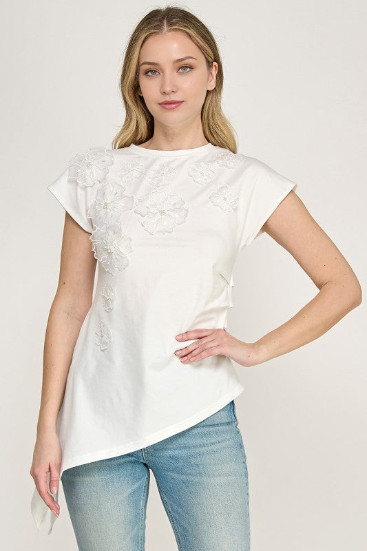 White Asymmetric T-Shirt