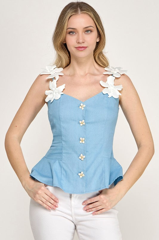 Light Denim Peplum Shirt