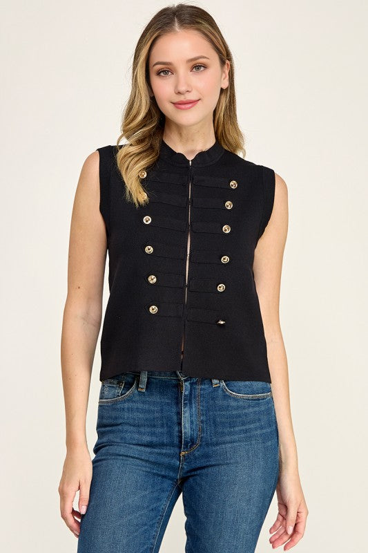Pre-order July 27 Black Napoleonic Knit Vest