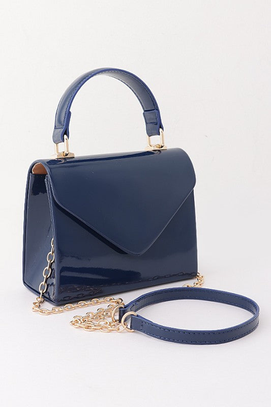 Pre-order June 15 Navy Mini Enamel Cross Body Bag