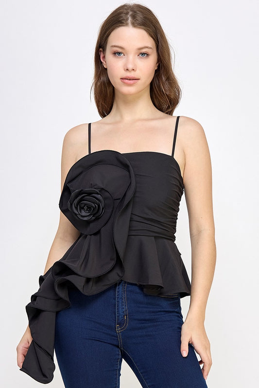 RE-Stock SLVLESS STRAP PEPLUM TOP