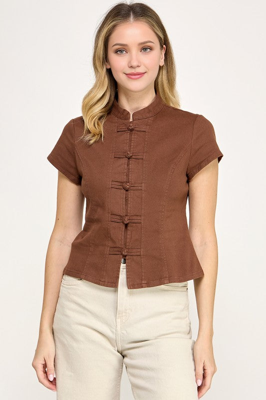 Brown Mandarin Top