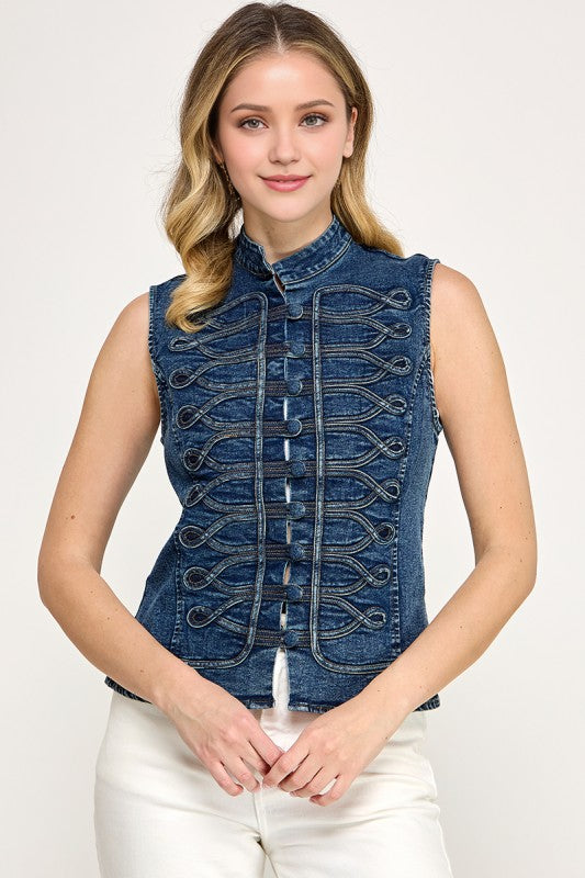 Pre-order Oct 12 Denim Military Vest