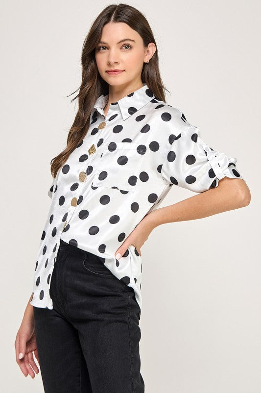 White Polka Dot Lurex Shirt