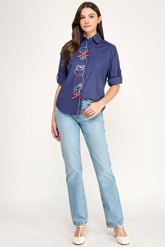 Blue Dog Character Top