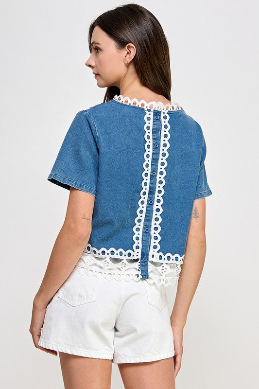 Denim Lace Detail Shirt