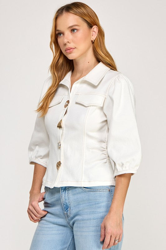 Pre-order Jan 19 White Denim Jacket