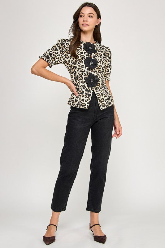 Big Flower Leopard Vest