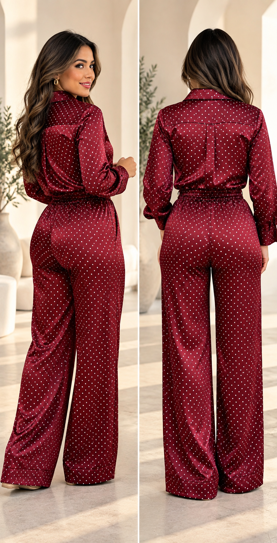 Satin Burgundy Set