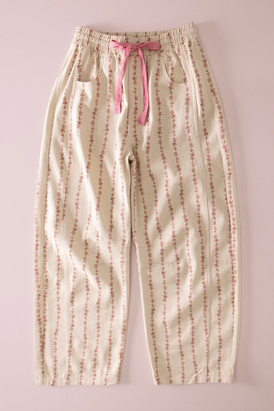 Floral Pink Barrel Pant