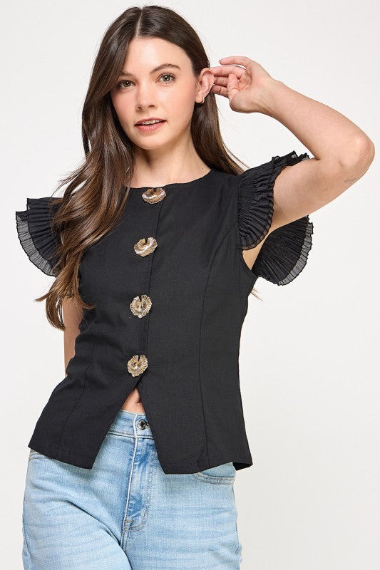 Pre-order June 14 Black Big Button Shirt