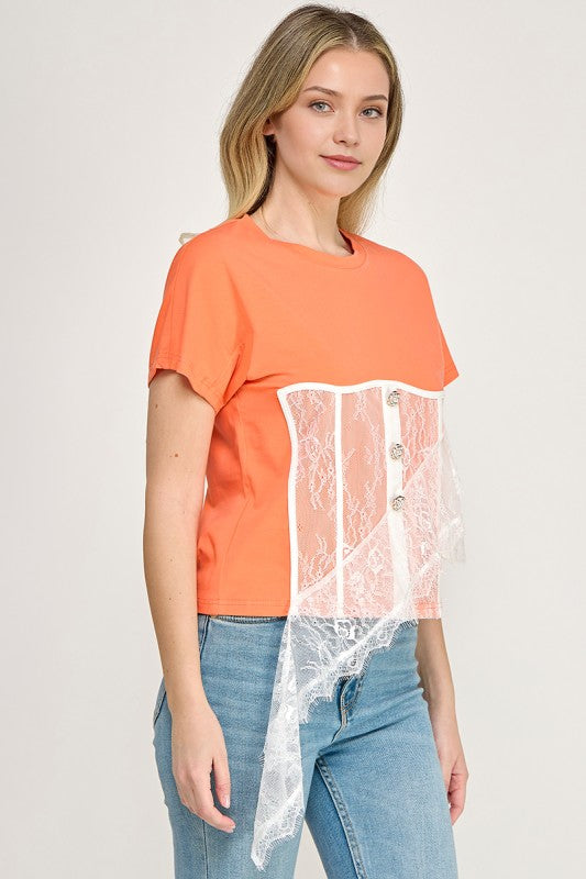 Orange Asymetric Shirt