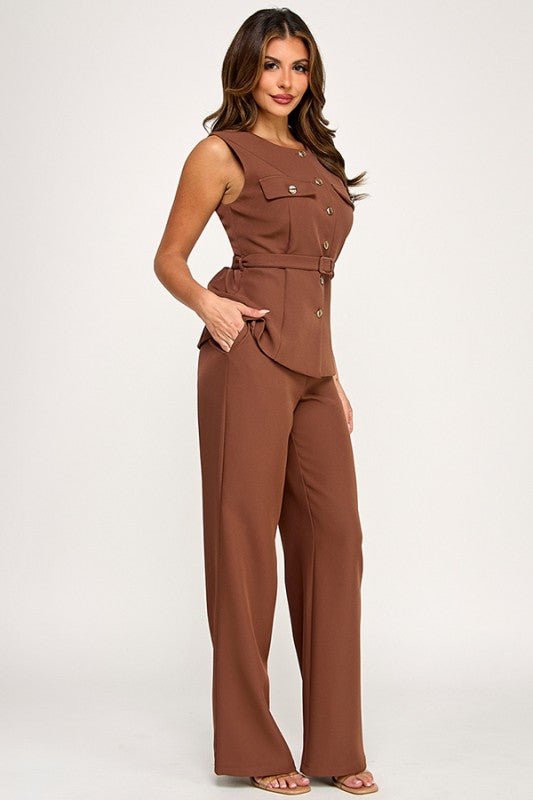 Brown Vest & Pant Set